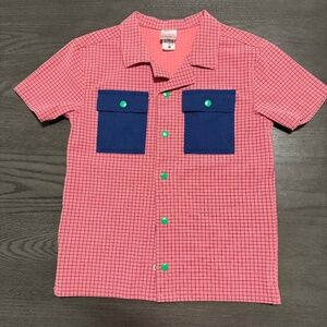 Hanna Andersson Boys Short‎ Sleeve Button Down Shirt Size 6-7(120cm)